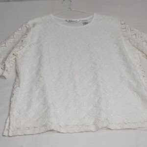 Bright White Relaxed 3/4 Sleeve Blouse